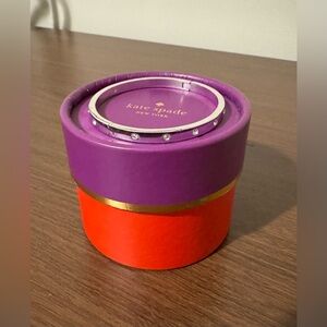 Kate Spade Set in Stone Hinged Silver Bangle Bracelet - Silver